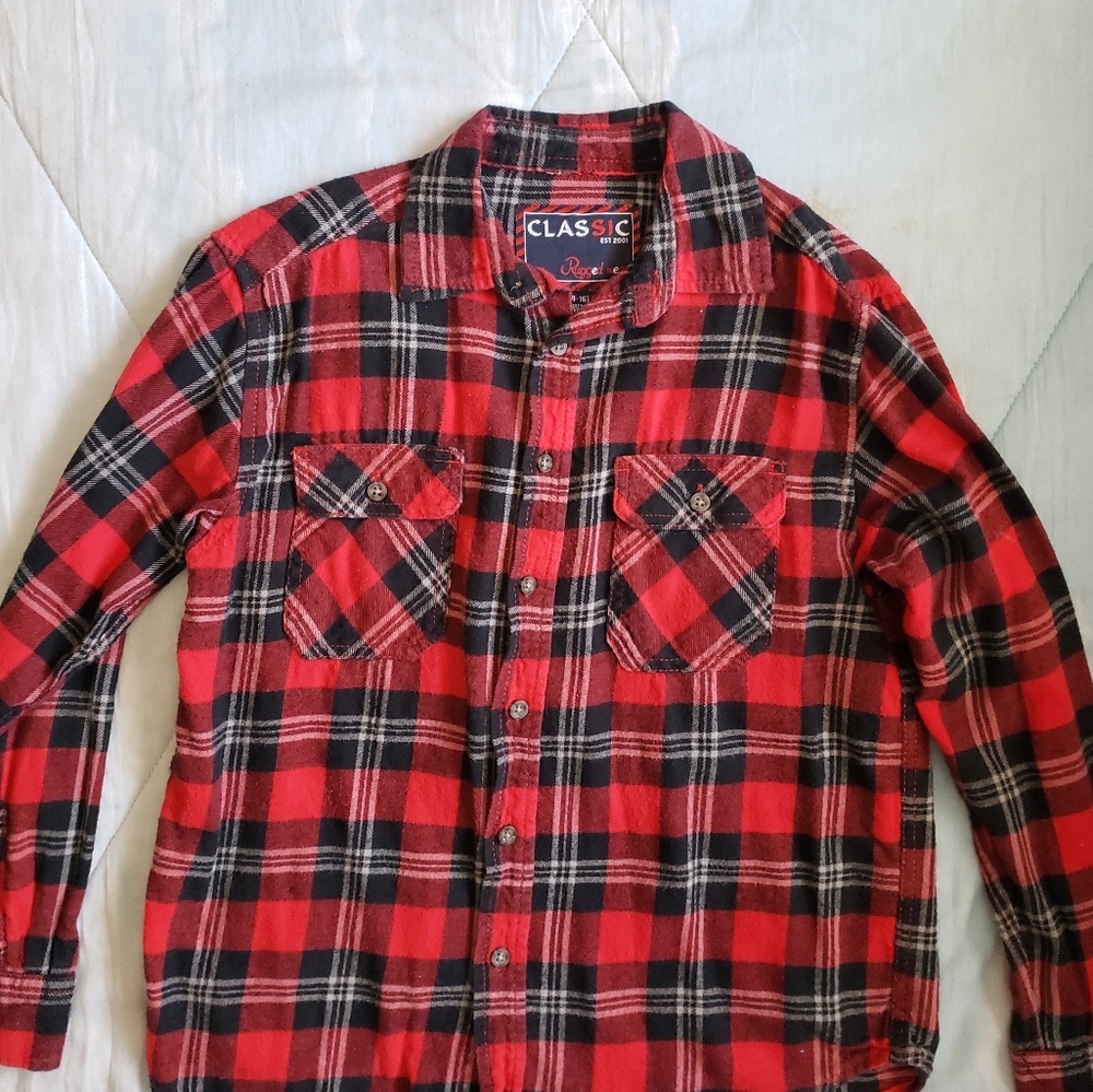 Boys Large (14-16) Red Flannel Botton Down
